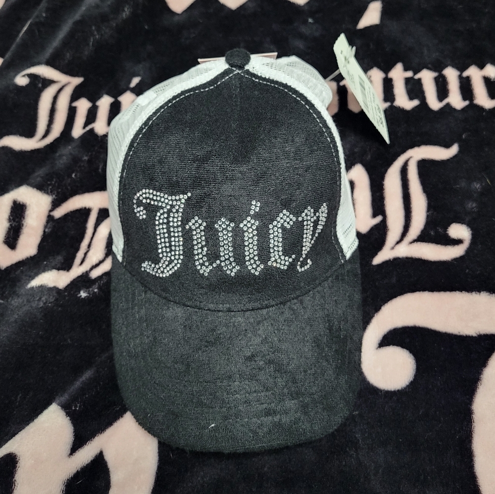 Juicy Couture Black and White Rhinestone Hat